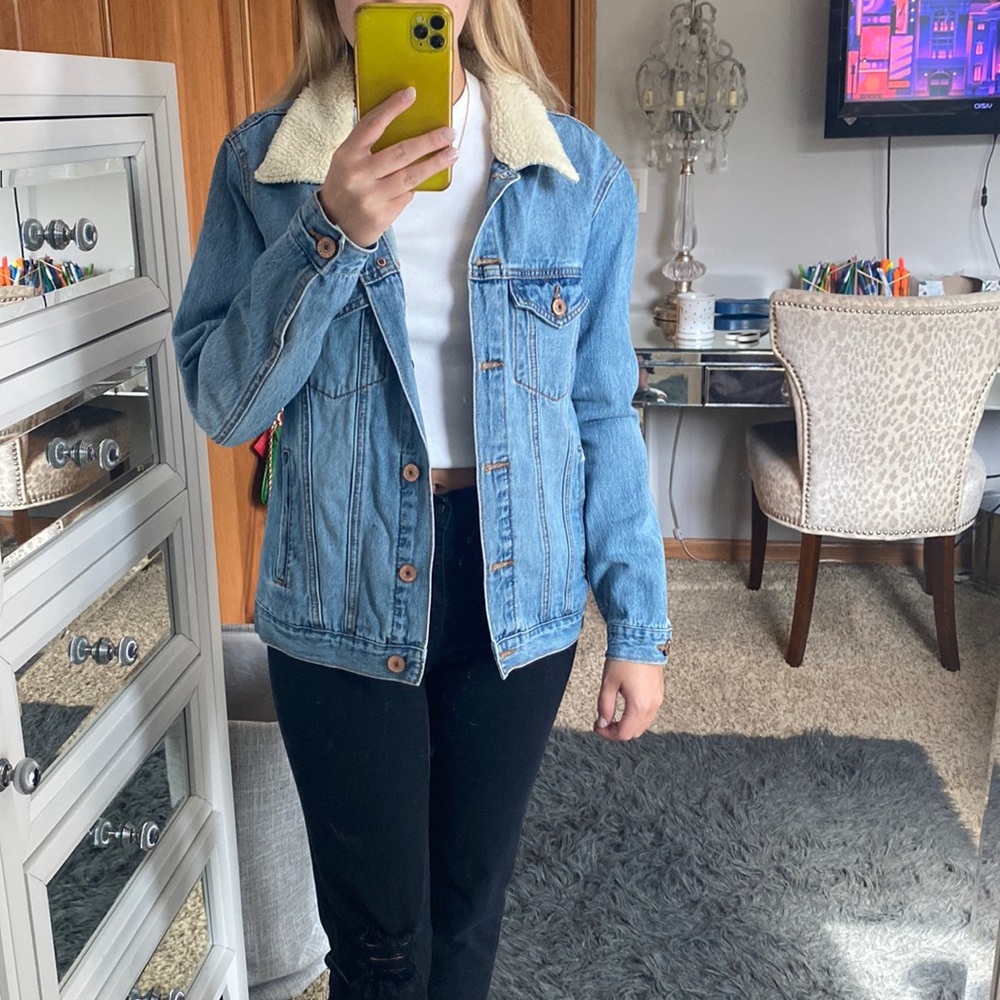 Forever 21 Denim Jacket with Sherpa Collar